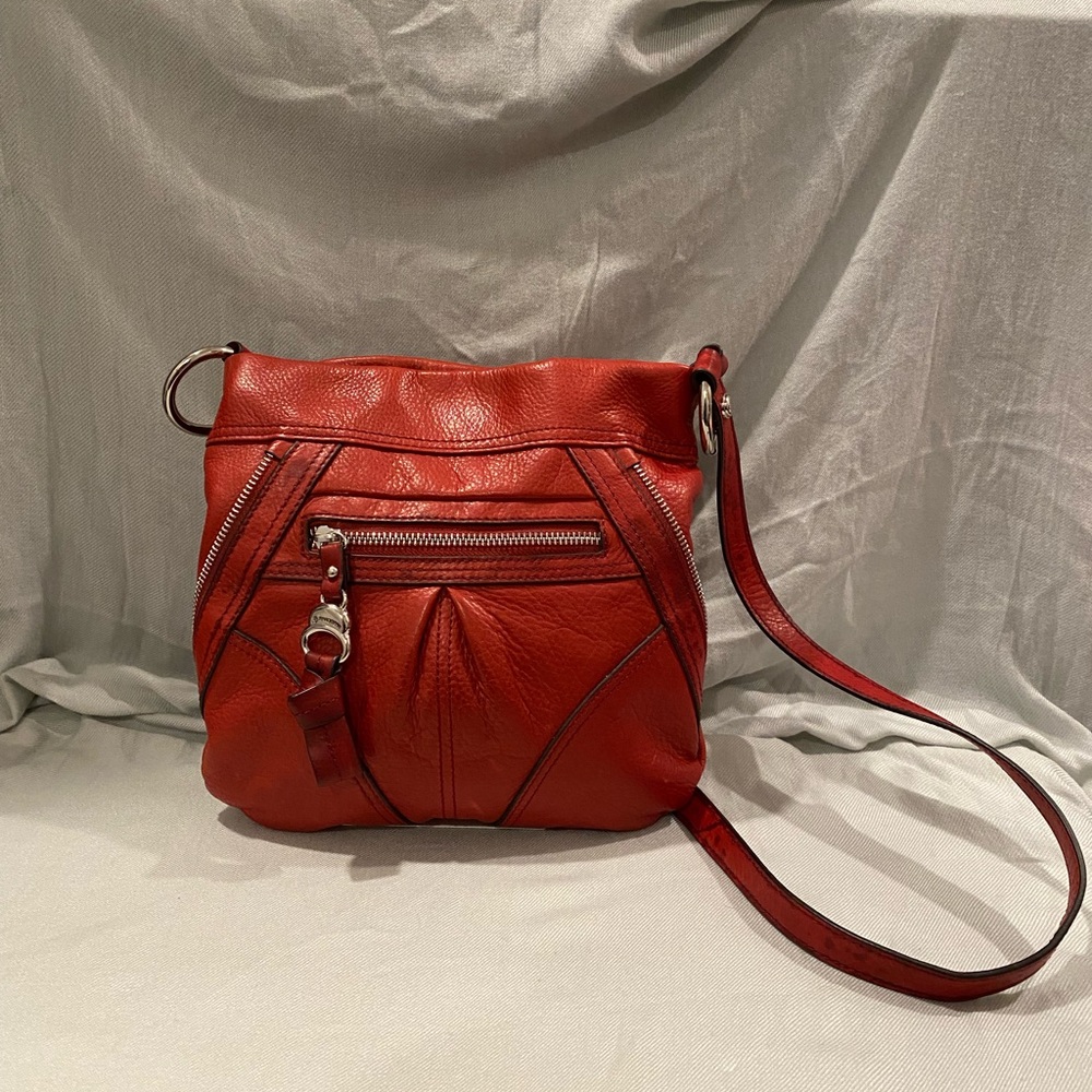 B. Makowsky Red Leather Shoulder/Crossbody Bag